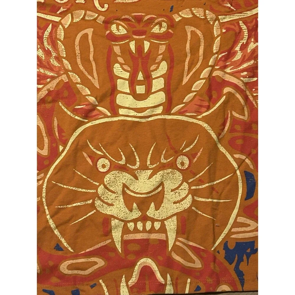 Von Dutch Tiger Snake Graphic T-Shirt Men M Orange Y2K Streetwear Tee NWT - Picture 2 of 4